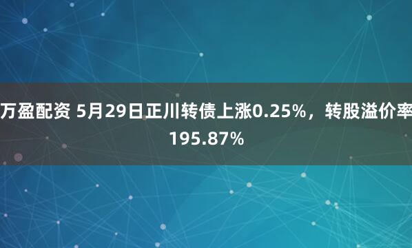 万盈配资 5月29日正川转债上涨0.25%，转股溢价率195.87%