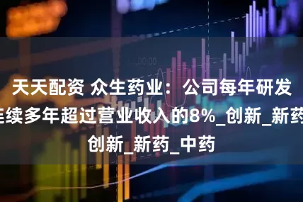 天天配资 众生药业：公司每年研发投入连续多年超过营业收入的8%_创新_新药_中药